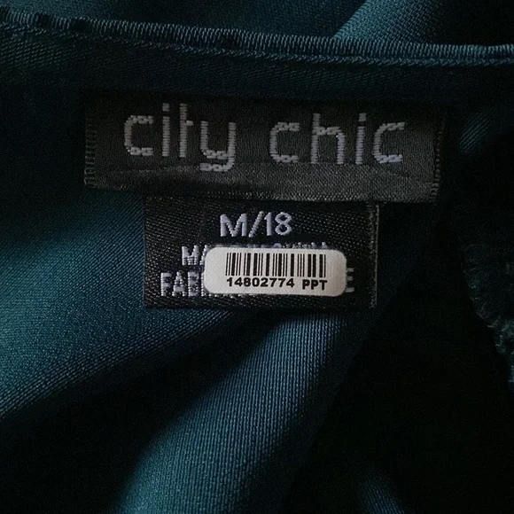 City Chic Women Plus Size 18 Teal Dress Knot Front - Picture 8 of 9